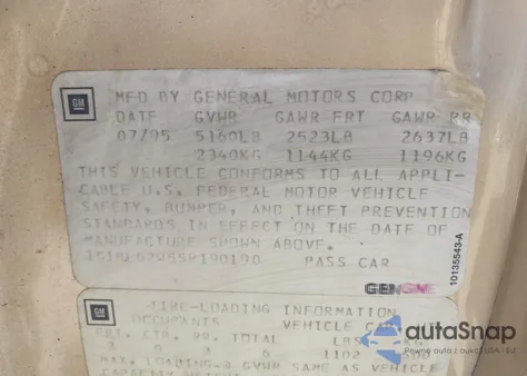 1995 Chevrolet Caprice Classic from USA, damaged, VIN 1G1BL52W5SR190190